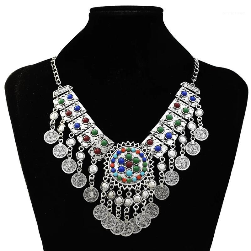 

Turkish Coin Tassel Necklaces For Women Boho Hippie Vintage Acrylic Beads Statement Necklace Tribal Party Jewelry Gift Chains