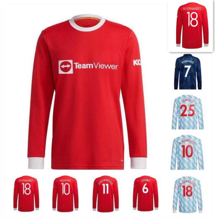 

Long Sleeve 21 22 CAVANI RONALDO B. FERNANDES soccer jerseys SANCHO VAN DE BEEK 2021 2022 RASHFORD GREENWOOD SHAW R.VARANE POGBA football sh, Black;yellow