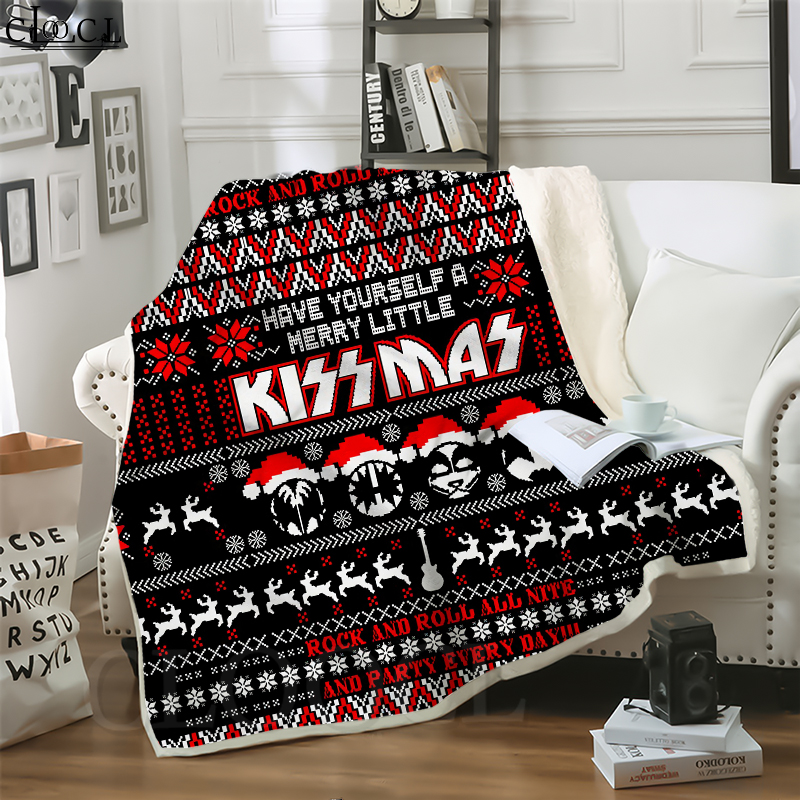 

CLOOCL Hot Hard Rock Kiss Band 3D Print Street Style Conditioning Blanket Sofa Teens Bedding Throw Blankets Plush Quilt