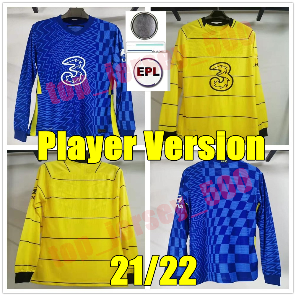 

CFC soccer jersey Long sleeve Player version home away 3rd ZIYECH PULISIC MOUNT KANTE WERNER ABRAHAM GIROUD HUDSON-ODOI 2021 2022 football shirt 21 22 Men uniforms, Home+league patch