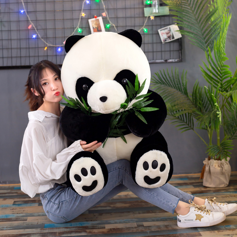 

Cute Simulation Animal Panda Plush Toy Giant Soft Hug Bear Doll National Treasure for Children Gift Decoration 35inch 90cm DY50947, Black white