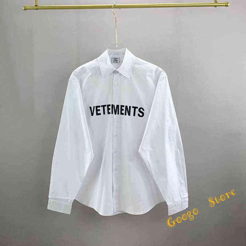 

Classic Black White Vetements Shirts Men Women 1:1 High Quality Front Letters Printed VTM Blouse Loose VETEMENTS Shirts AA220308