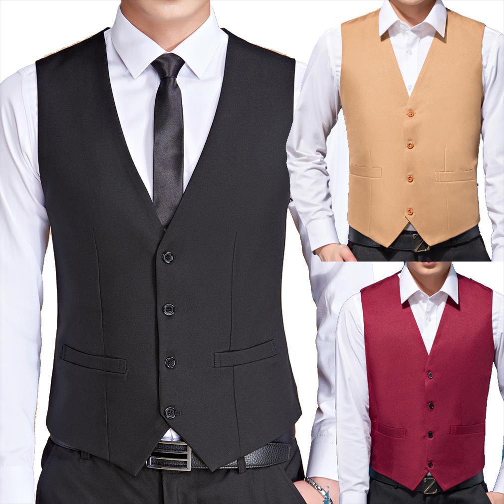 

Mens Black Colour Wedding Suit Vests For Men Slim Fit Dress Vest Male Formal Tuxedo Waistcoat Business Casual Sleeveless Jacket, White;black