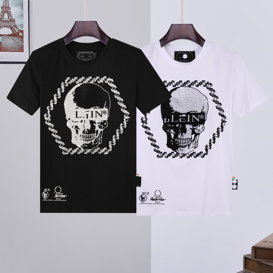 

Trendy brand high-quality P hot-selling diamond Taroke Philiplan new hot style men's round neck short-sleeved T-shirt #134, White;black