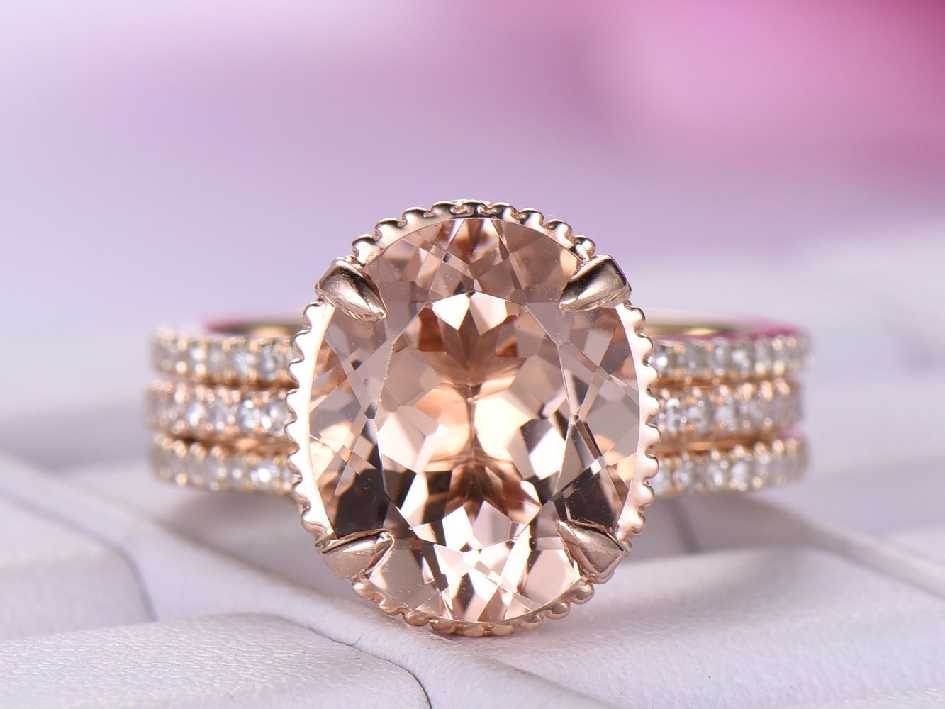 

Mens and womens RING delicate champagne zircon women's set in copper plated rose gold