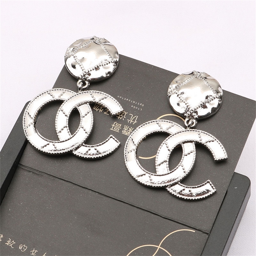 

New double-C small fragrance earrings, elegant temperament, popular long earrings, Korean simple fashion earringsvFHISh, Golden;silver