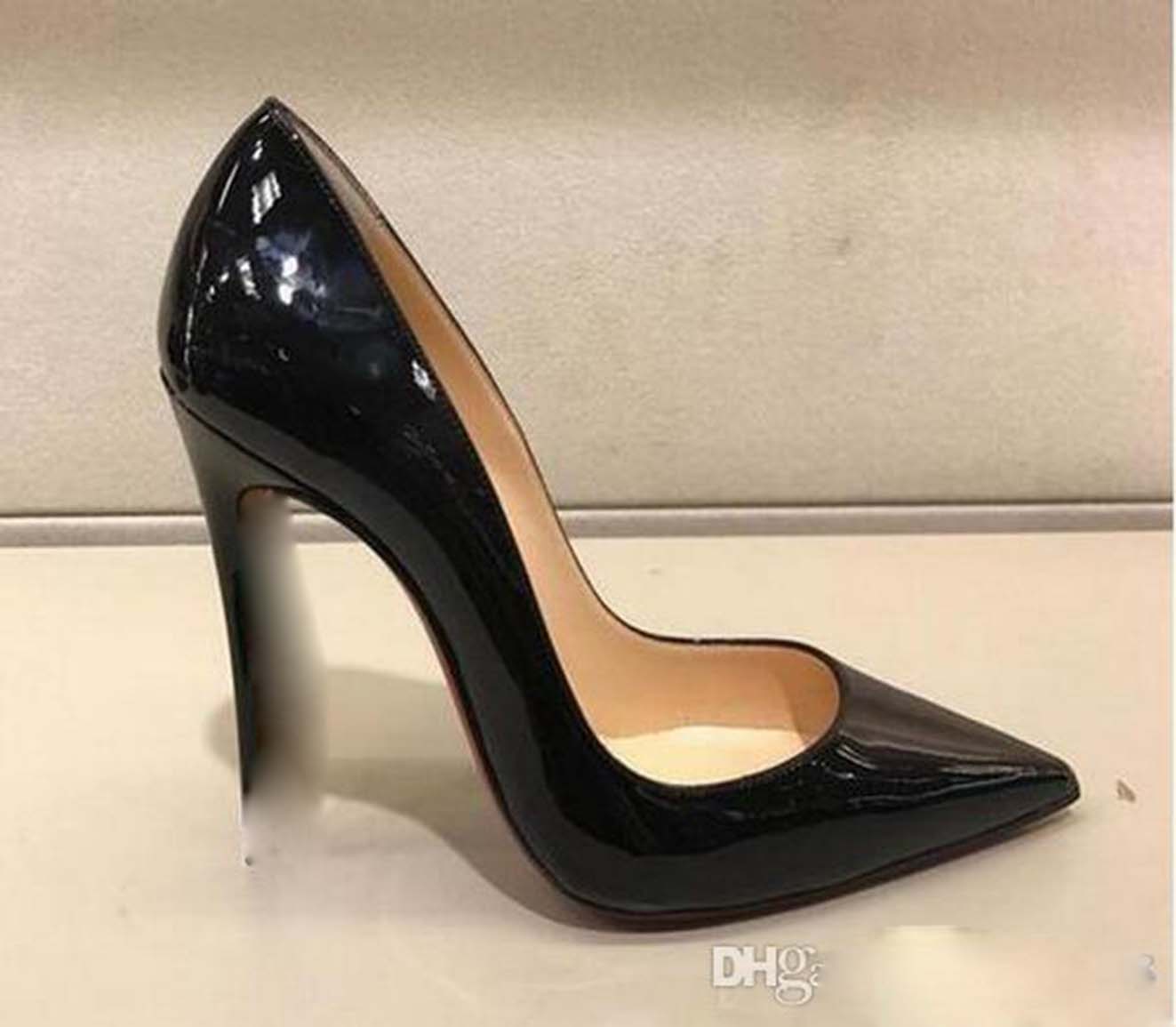 

Dress Shoes Teahoo Women Pumps Pointed Toe Flower Heel Wedding Elegant Silk Design High Heels Ladies red shining leathers French famous work sole custom expensive, Black