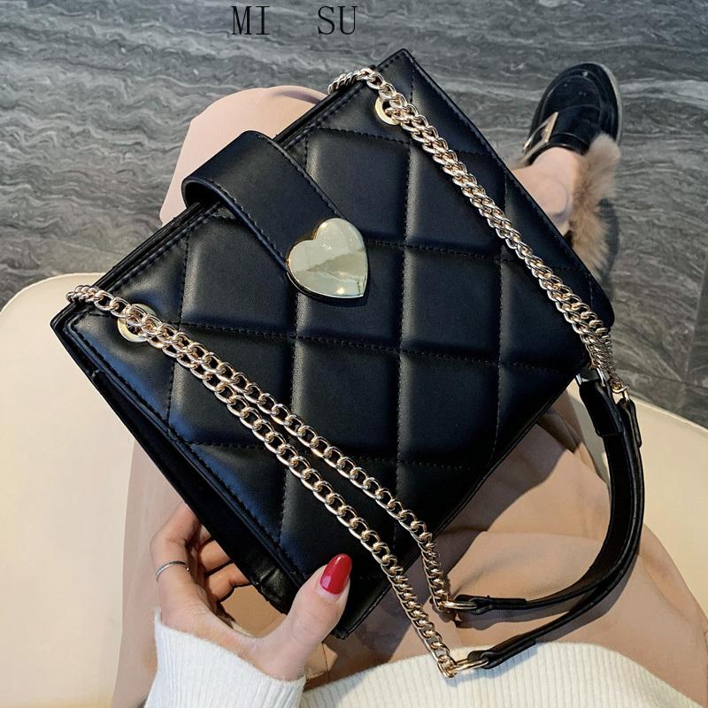 

Elegant Female Lattice Tote bag 2021 Fashion New High-quality PU Leather Women's Designer Handbag Chain Shoulder Messenger Bag, Beige