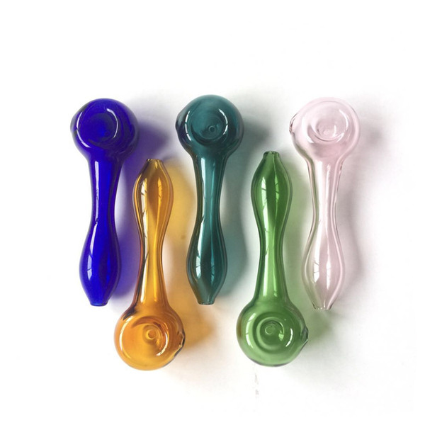 

4 Inch New Colored Glass Hand Pipe Smoking Oil Burner Glass Pipes Glass Spoon Pipe Mini Dab Rigs Small Hand Pipes For Tobacco