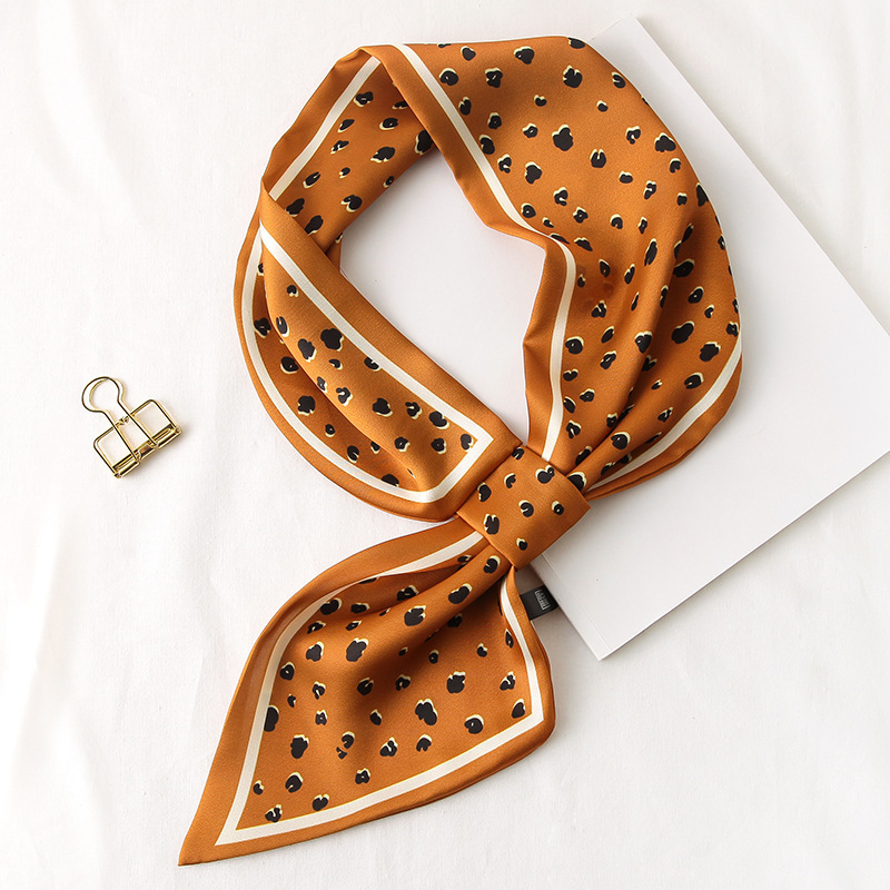

2021 Fashion Leopard Silk Scarf Women's Korean-Style Spring Autumn Narrow Long Ribbon Neckerchief Small Hair Neck Scarves