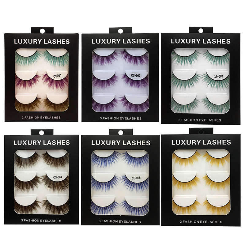 

New 3D 6D Colored False Eyelashes Natural Faux 3d Mink Eyelashes fluffy Style Eye lash Extension Makeup Cosplay Colorful Eyelash