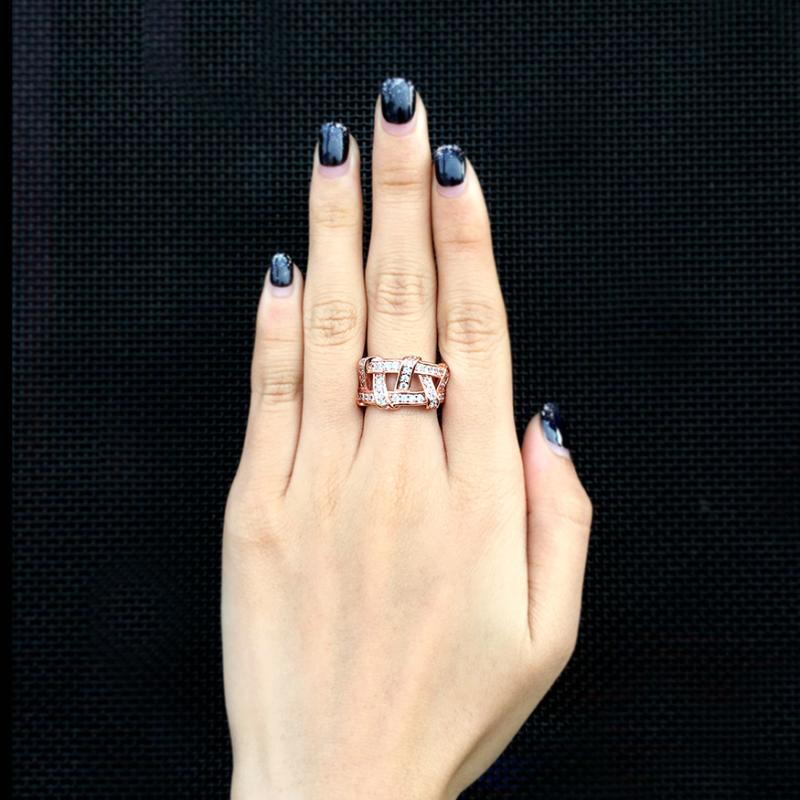

Cluster Rings Top Quality Retro Bohemia Style Cubic Zircon Crystal Ring Rose Gold Silver Color Fashion Party Jewelry For Women DWR284 DWR285, Golden;silver