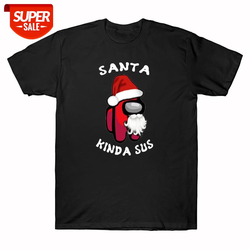 

Among Us T Shirt Funny Santa Kinda Sus Print Tops Tees Men Women Cotton Casual Short Sleeve Streetwear Impostor Cartoon Tshirt #UT6o, White;black