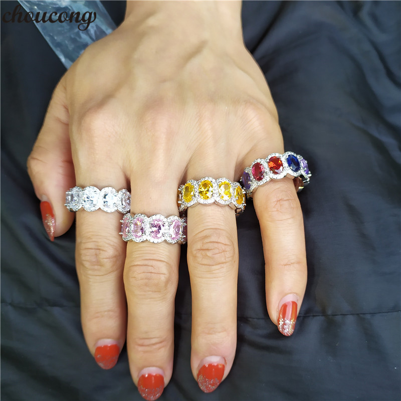 

choucong Luxury Lady Promise Ring 925 Sterling Silver Mutil Color AAAAA cz Statement Party Wedding Band Rings For Women Jewelry