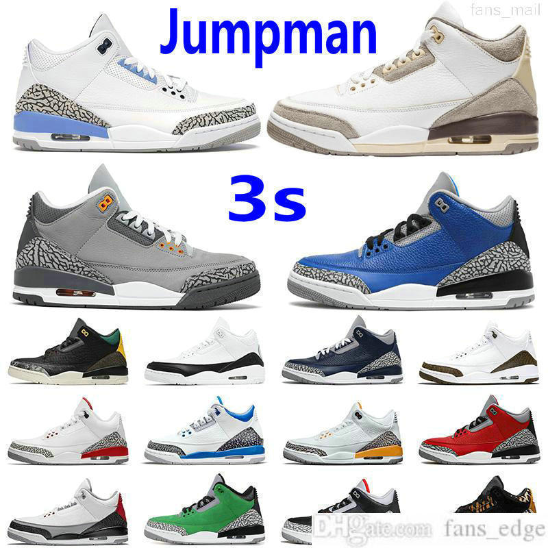 

Top Mens 3s Basketball Shoes 3 A Ma Maniere Triple White Laser Orange Infrared 23 True Blue Fire Red Wolf Grey Pure Money Black Cement Sports Trainers Sneakers, Packing;not sold separately