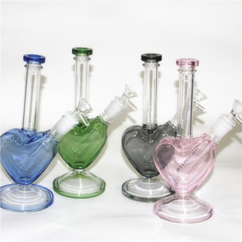 

Heart shape Glass Water Pipes Smoke Pipe Bong Oil Rigs Hookah Dab Rig Dry Herb Vap bongs Smoking Accessories ash catcher nectar collector