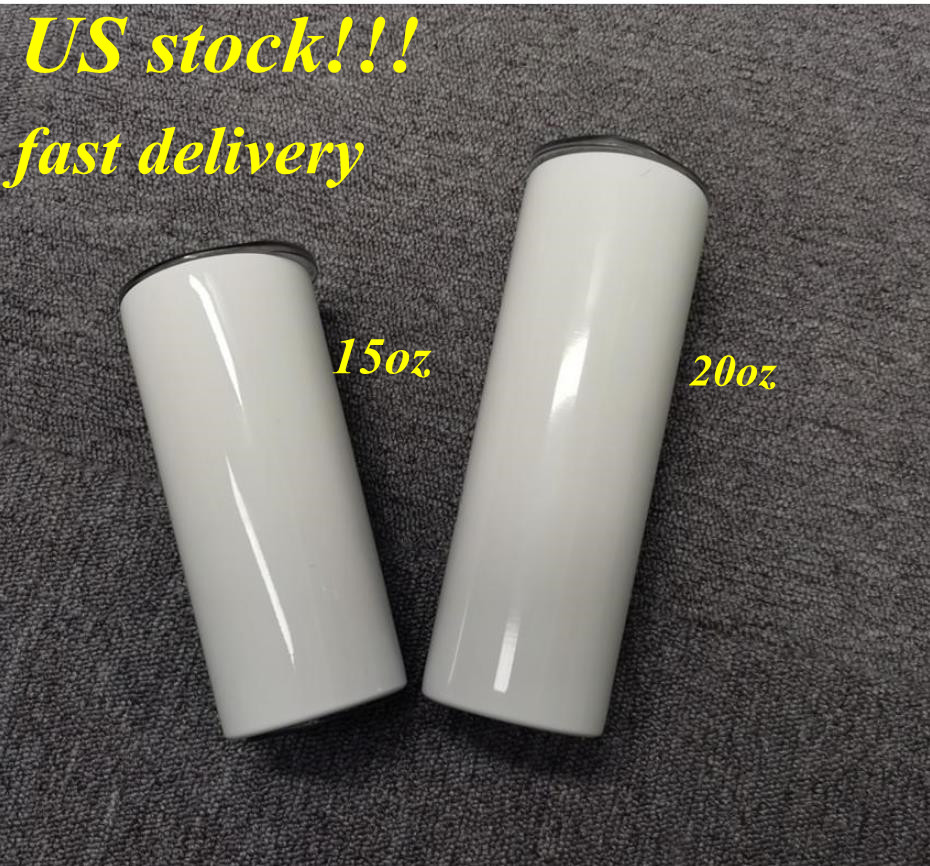 

US STOCK!! DIY sublimation 20oz straight tumbler blank skinny tumblers stainless steel vacuum insulated travel mug gift(25PCS/BOX), White
