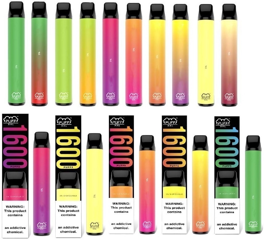 

Puff XXL Disposable Device 1600+ Puffs E Cigarette Vape Pen Starter Kits Pre-filled 4ml Pod Smoking oil Cartridges 10 Colors Bar Plus MAX