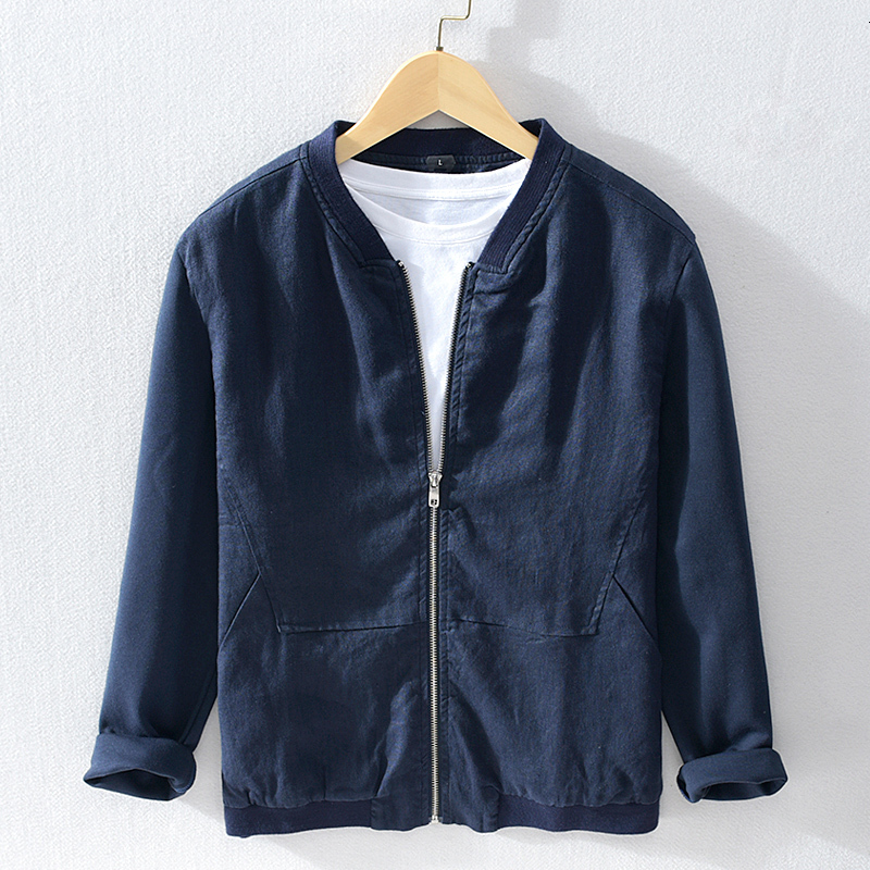 

2021 New Itlia Marca Linho e Algodo Gola Jaquetas Moda Slida Para Homem De Manga Comprida Confortvel Jaqueta Masculino 6qlu, Linen color