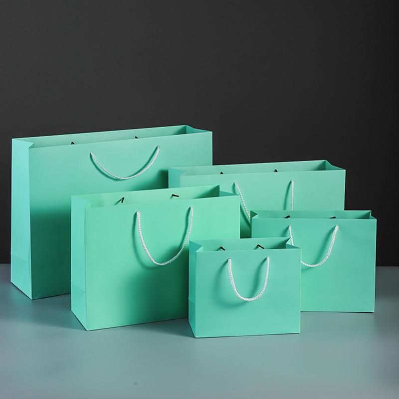 

Gift Wrap 10Pcs Tiffany Blue Paper Bag Kraft Packaging Festival Shopping Birthday Party Decorate