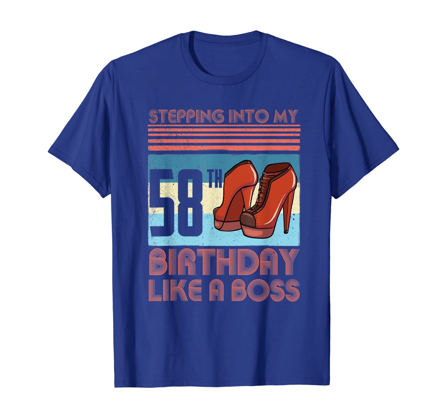 

Stepping into my 58th Birthday in 1961 Tshirt Womens Gifts, White;black