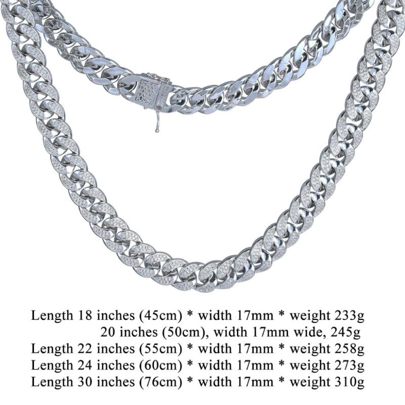 

Chains 18"-30" 17mm Hip Hop Bling Iced Out CZ Zircon Paved Gold Color Cuban Link Chain Necklaces For Men Rapper Jewelry Drop