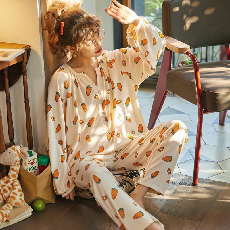 

Women's Sleepwear Pajamas Spring And Autumn Online Long-Sleeved Cotton 2021 Cute Japanese Style Sweet Home Wear Princess, 20d403