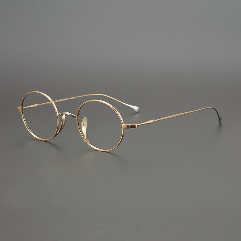 

Fashion Sunglasses Frames Ultra Light Pure Titaniu Nearsighted Spectacle Frame Gold Scholar Retro Round Prevent Blue Eyeglass Customize