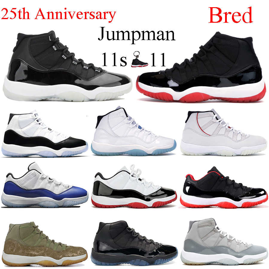 

New 25th Anniversary men women basketball shoes Jumpman 11s 11 High Low concord 45 bred space jam legend blue iridescent sneakers trainers