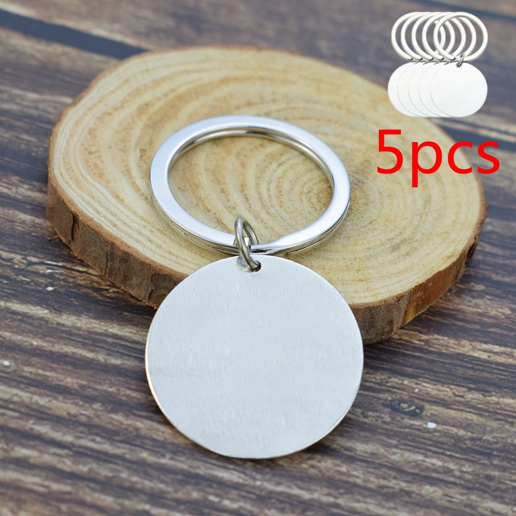 

5pcs/set Diy Blank Keychain Handmade Metal Keychain Base for Engraved Your Letters Quote Key Chain Jewelry Gift J0306, Slivery;golden