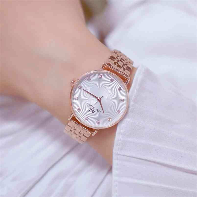

Women Luxury Brand Watch Simple Thin Ladies Wrist Watches Rose Gold Diamond Wristwatch Montre Femme 210707