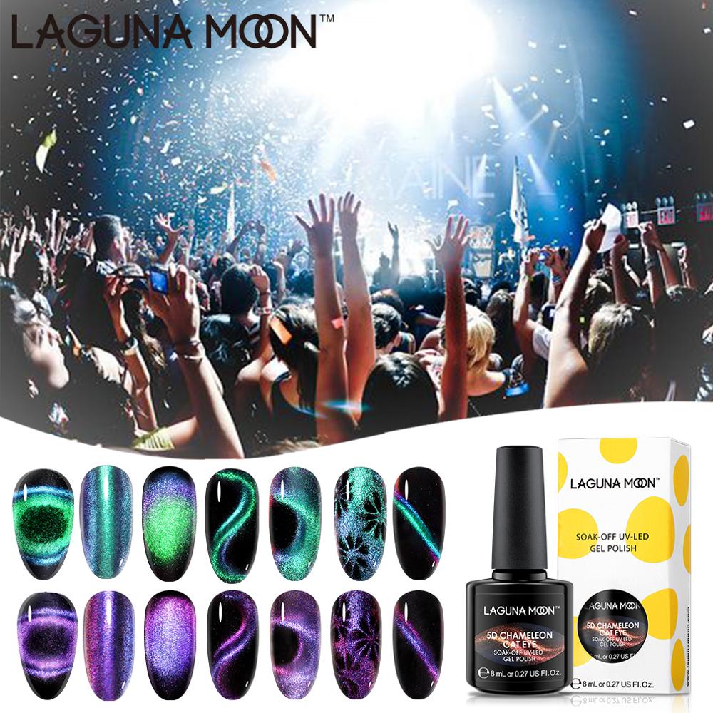 

Lagunamoon 5D Chameleon Cat Eye Magnet Line Gel Polish 8ML UV LED 9d Gellack Semi Permanent Enamel Varnish Gelpolish, Photo color