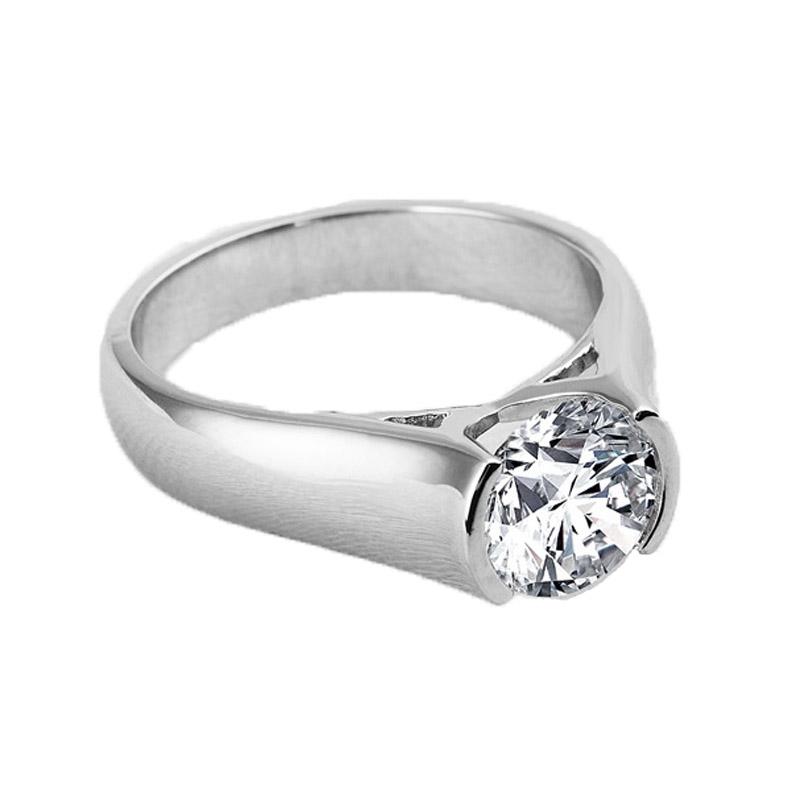 

Cluster Rings 925 Sterling Silver Graceful Korean SONA Simple Diamond Ring, Golden;silver