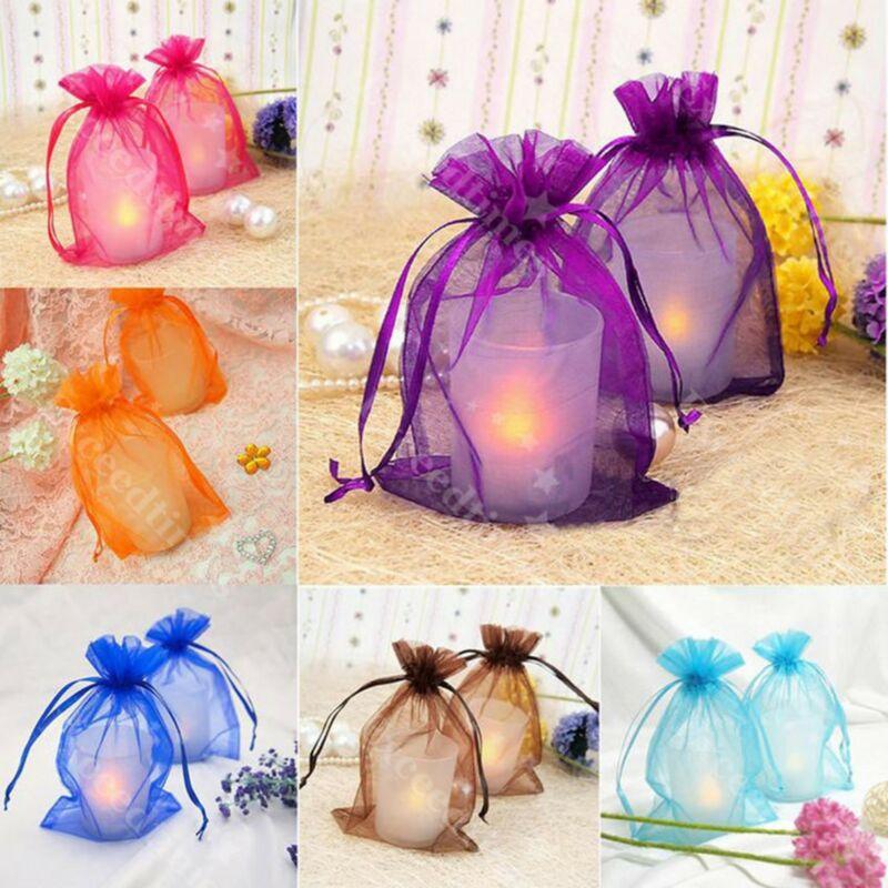 

Gift Wrap 25Pcs /Lot Mesh Sheer Organzar Wedding Party Favor Gifts Candy Storage Bags Jewelry Pouches Drawstring Bag Container