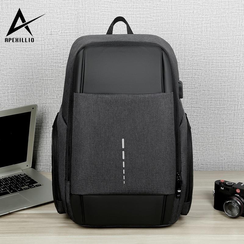 

Backpack Reflective And Breathable Multifunctional USB Headset Hole Business Men's Laptop, Black