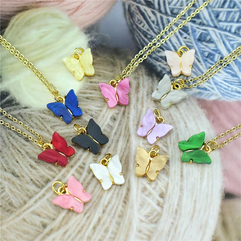 

Chains Korean Glass Butterfly Adjustable Solid Necklace Frosted Texture Gift Jewelry Fine Is A Good Choice For Women's Part, Silver