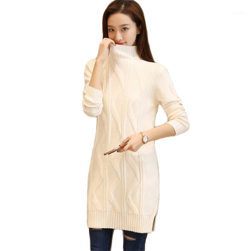 

Women's Sweaters Knitted Sweater Women Beige Turtleneck 2021 Autumn Winter Fashion Korean Side Split Slim Pullover Long Feminina, Black