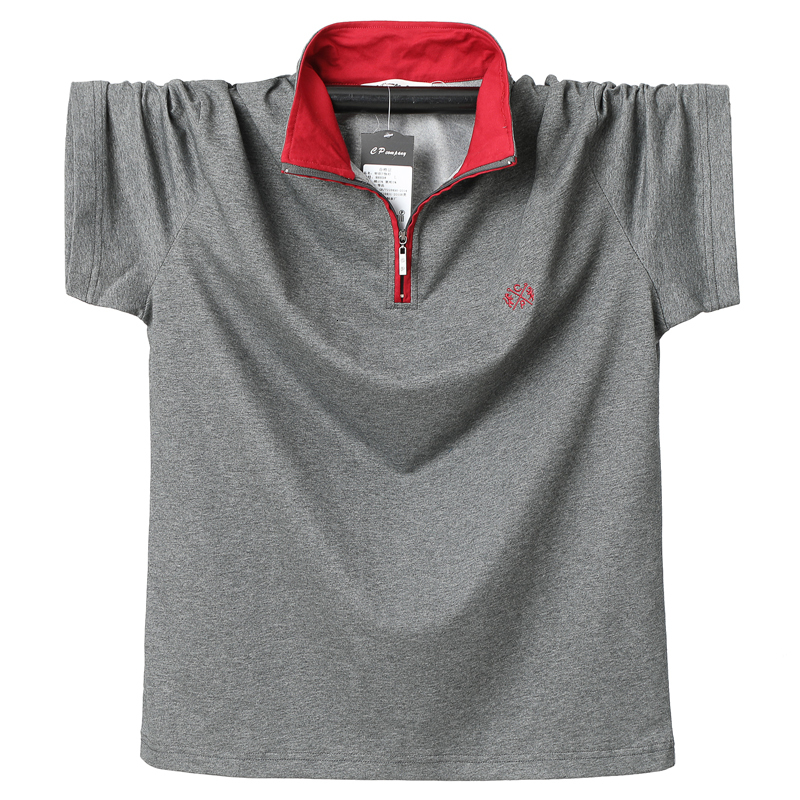 

2021 New Men's Shirt Short-sleeved Cotton Summer Comfortable Polo Casual Shirts 6xl Plus Size Contrast Colour Clothes 4x6w, Red.