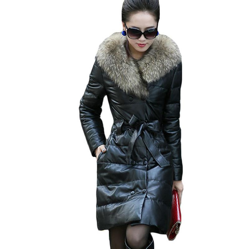 

Women's Leather & Faux Plus Size Women Winter PU Jacket Thicken Jackets Slim Warm Coats Fur Collar Double Breasted Suede D493, Black