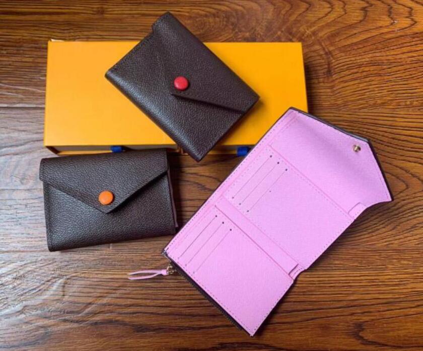 

Hot Classic VICTORINE Emilie Button Women Short Wallets Shows Exotic Leather Pouch Round Coin Purse Card Holder M62472 M41938 M62360, Red