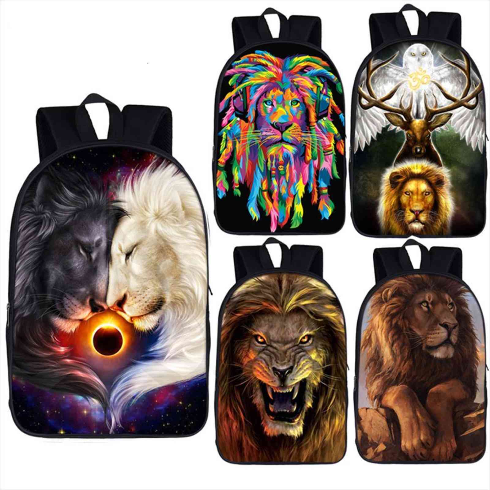 

cool galaxy lion backpacks day night wolf backpack for boys girls student school bags children daily bag shoulder