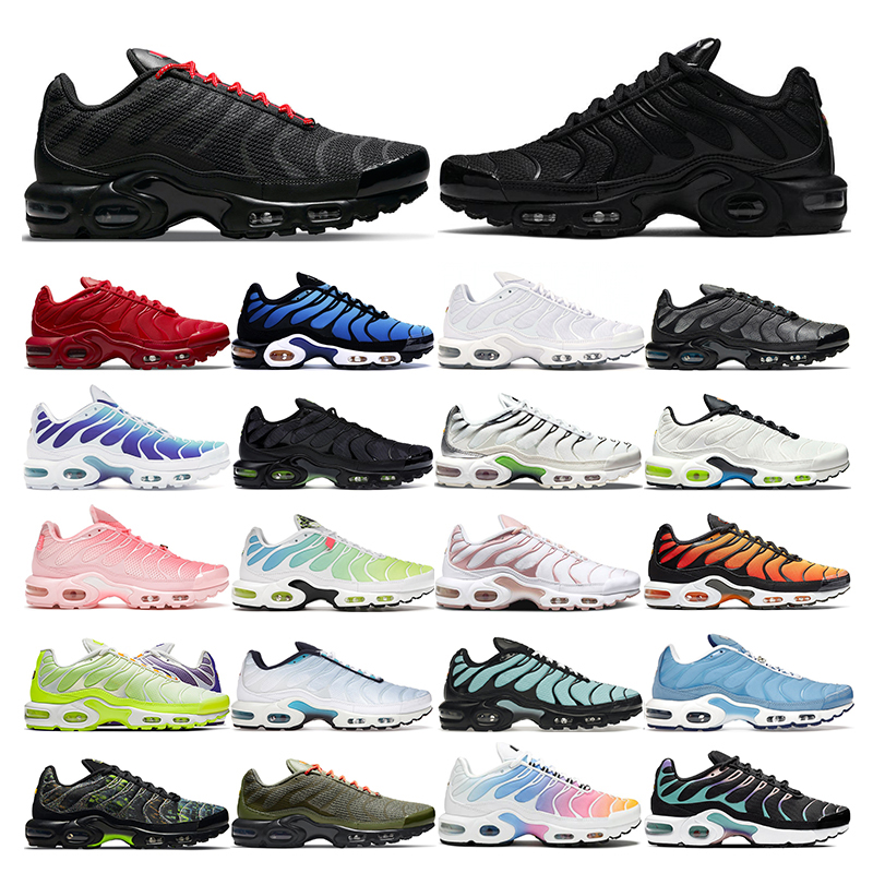 

plus tn running shoes men sneakers Triple Black White Hyper Blue Fury Graphic Prints Oreo Mint Green Pink Prim Teal Volt Sports Women Trainers size 36-46