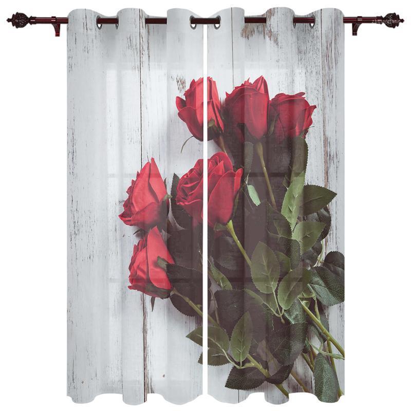 

Nice Translucent Curtains With Rose Flower Board Pattern For Living Room Kitchen Bedroom Decoration Windows Curtain & Drapes