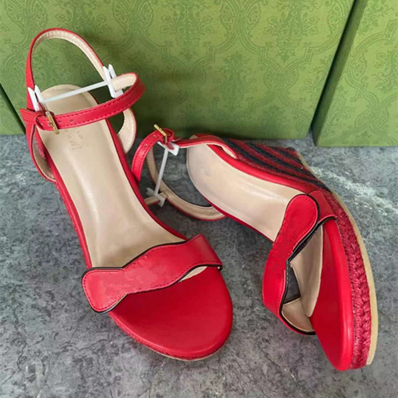 

2021 this is the latest slope with women's sandals, but also high-quality rope woven shoes, you are worth having, Red