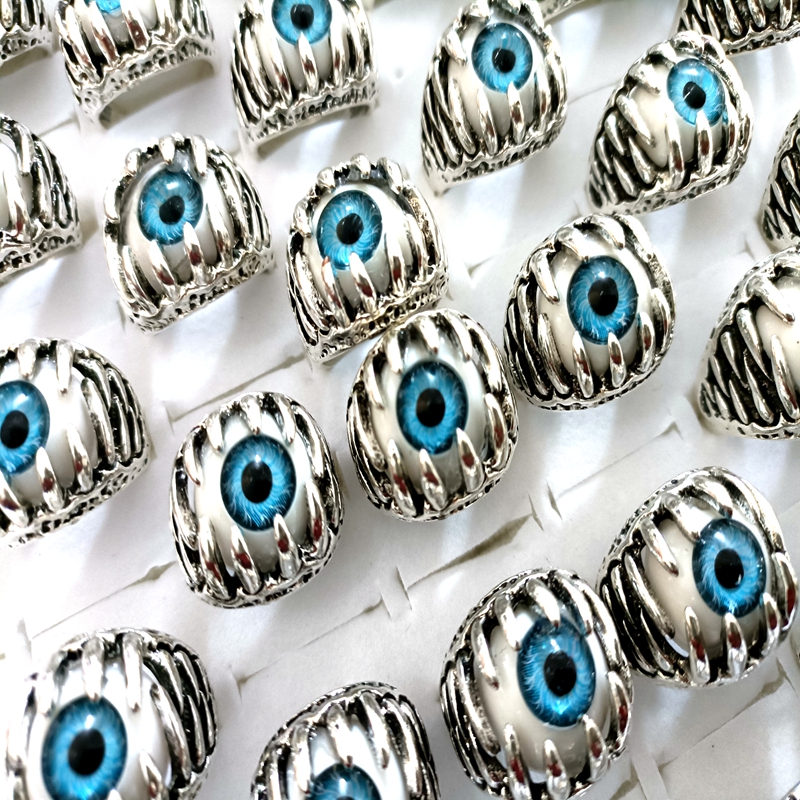 

Wholesale lots 30 blue eye claw Silver Charming jewelry rings