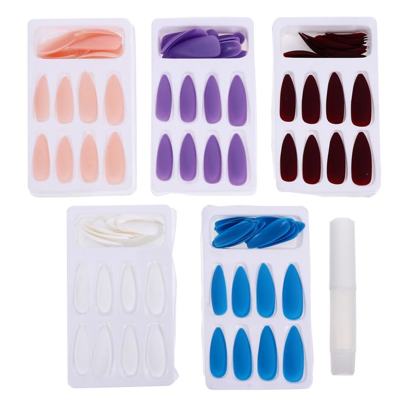 

False Nails 120Pcs Matte Finish Full Cover Fake Tips For Ladies, Red;gold
