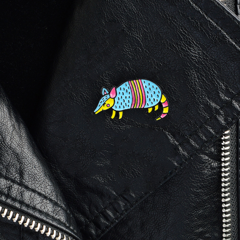 

New endangered wild armadillo design oil drop brooch jewelry hard shell color, Gray