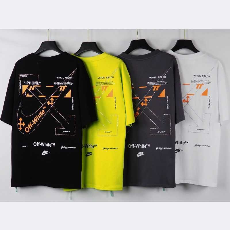

Off spring and summer student owhite new hand-painted co branded lace inlaid diamond casual fashion T-shirt crew neck, White;black