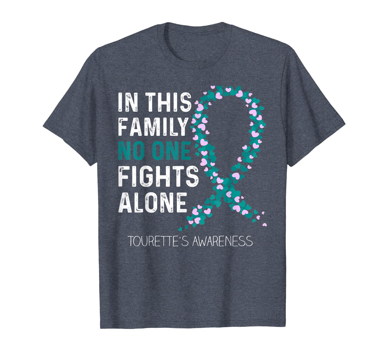 

in this family no one fights alone tourettes awareness shirt, White;black