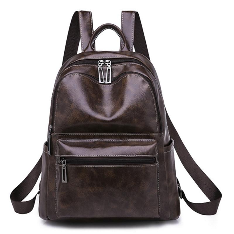 

PU Leather Backpack Casual Large Capacity Women Backpack School Bags For Teenagers Girls Travel Mochila, Black
